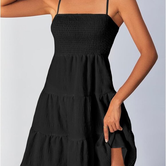 Women's Mini Sundress Smock Cami Sleeveless A Line Casual Summer Dress - Picture 4 of 6